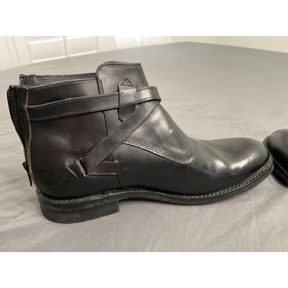 FRYE Rugged STONE CROSS STRAP Short Oil Resistant BLACK LEATHER BOOT 8.5 D - Picture 8 of 16